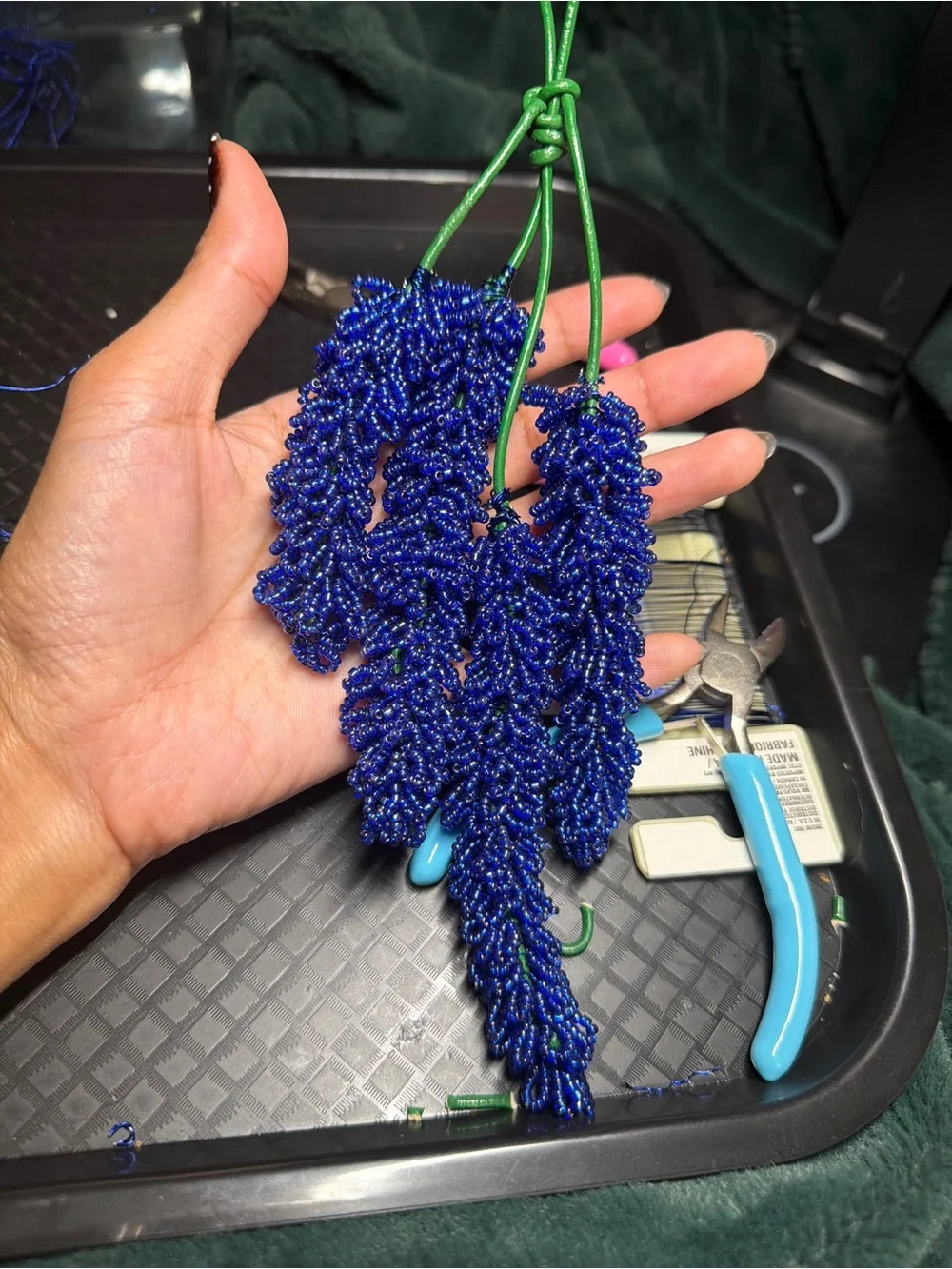 Handmade Beaded Blue Lavender Stems - Home Accents